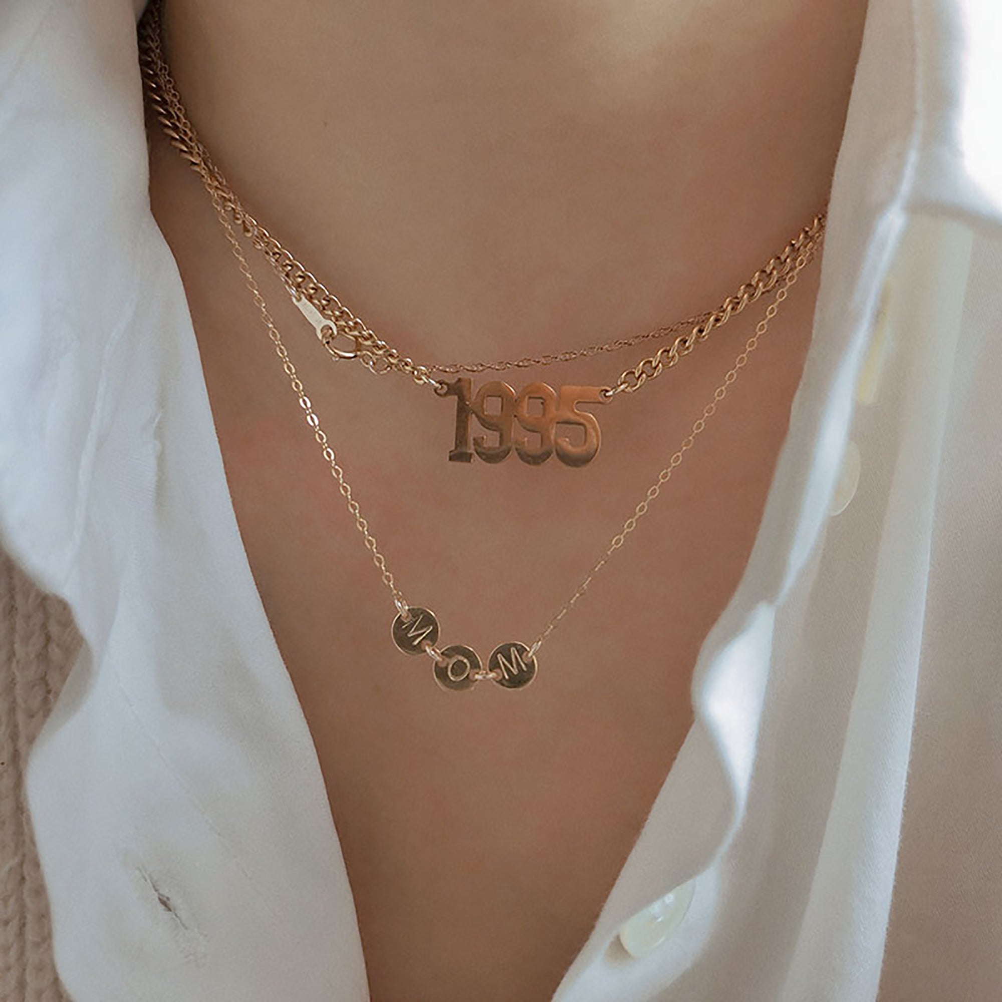 Handmade 18K Gold Plated Initial Letter Disc Pendant Necklace