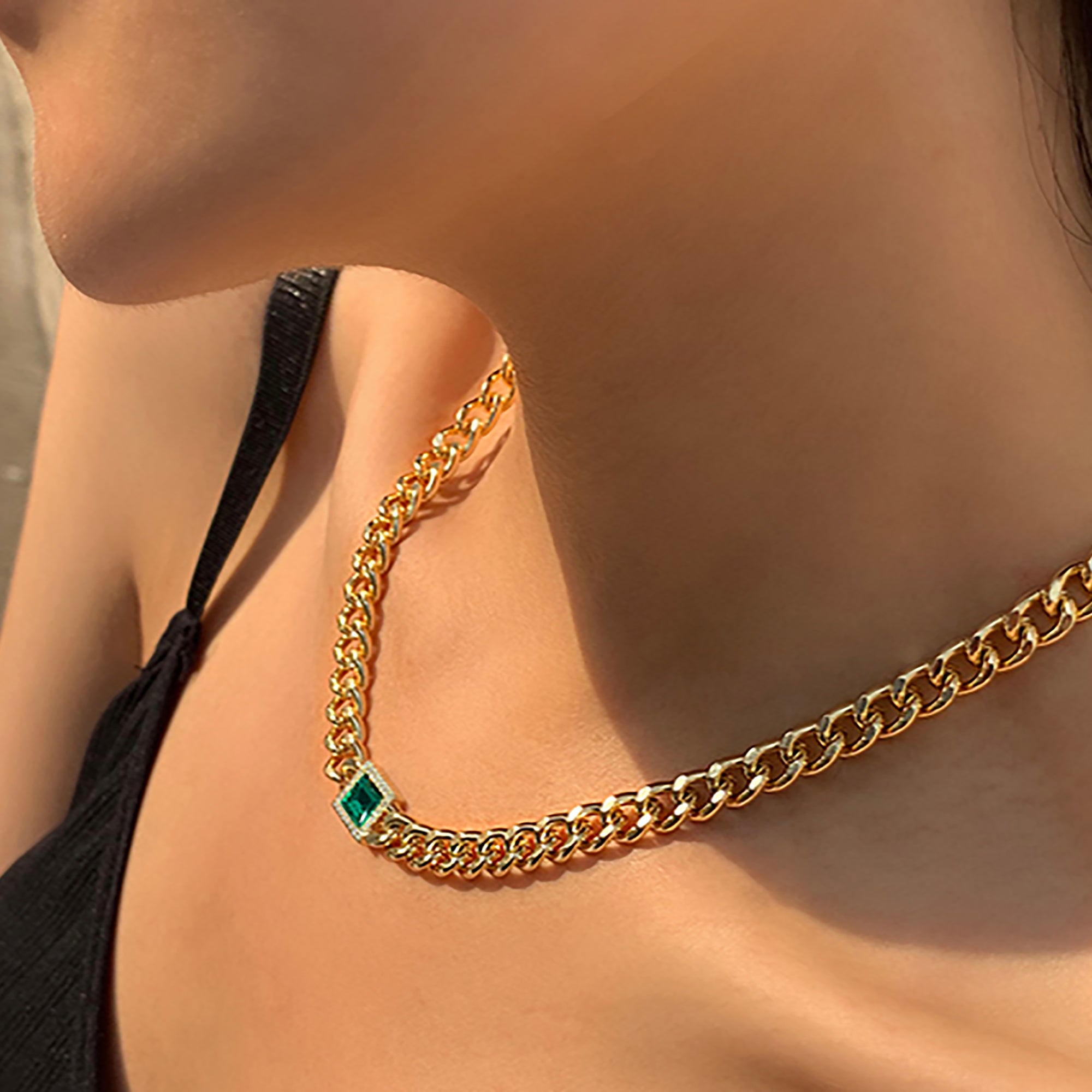 Handmade 18K Gold Plated Metal Chain w/ CZ Choker Necklace Gift wedding influencer styling KOL / Youtuber / Celebrity / Fashion Icon picked