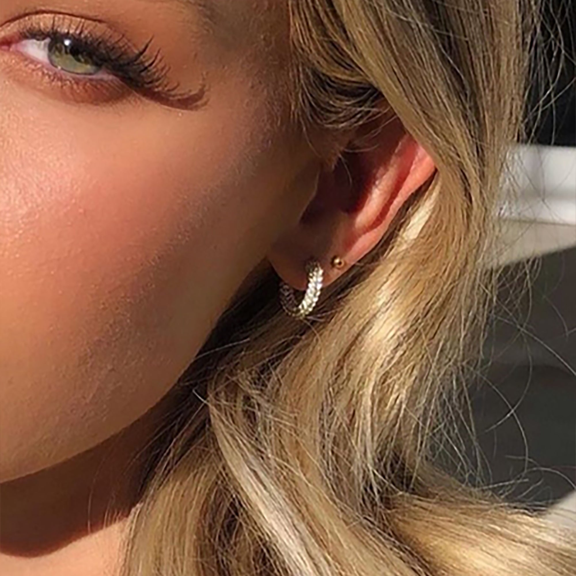 Gold Plated CZ Hoop Earrings Gift wedding influencer styling KOL / Youtuber / Celebrity / Fashion Icon