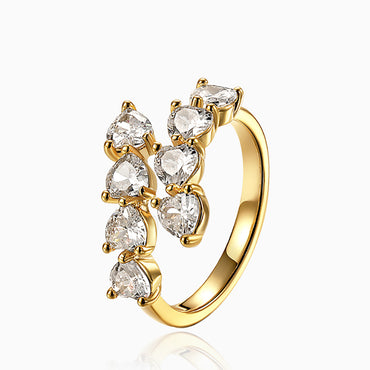 Gold Plated w/ Cateye CZ Cocktail Ring gift holiday