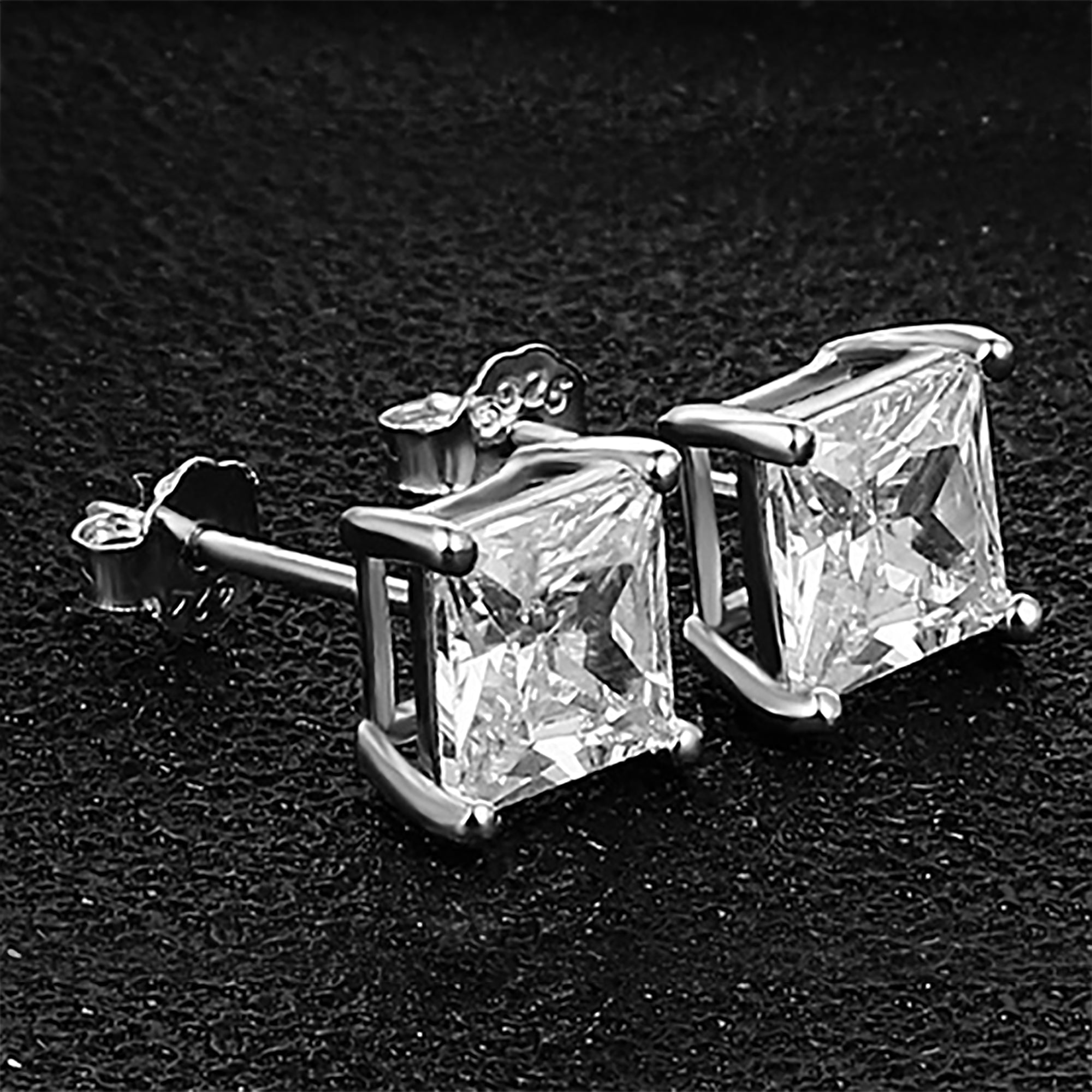 White Gold Plated Square Stud Earrings Gift wedding influencer styling KOL / Youtuber / Celebrity / Fashion Icon picked
