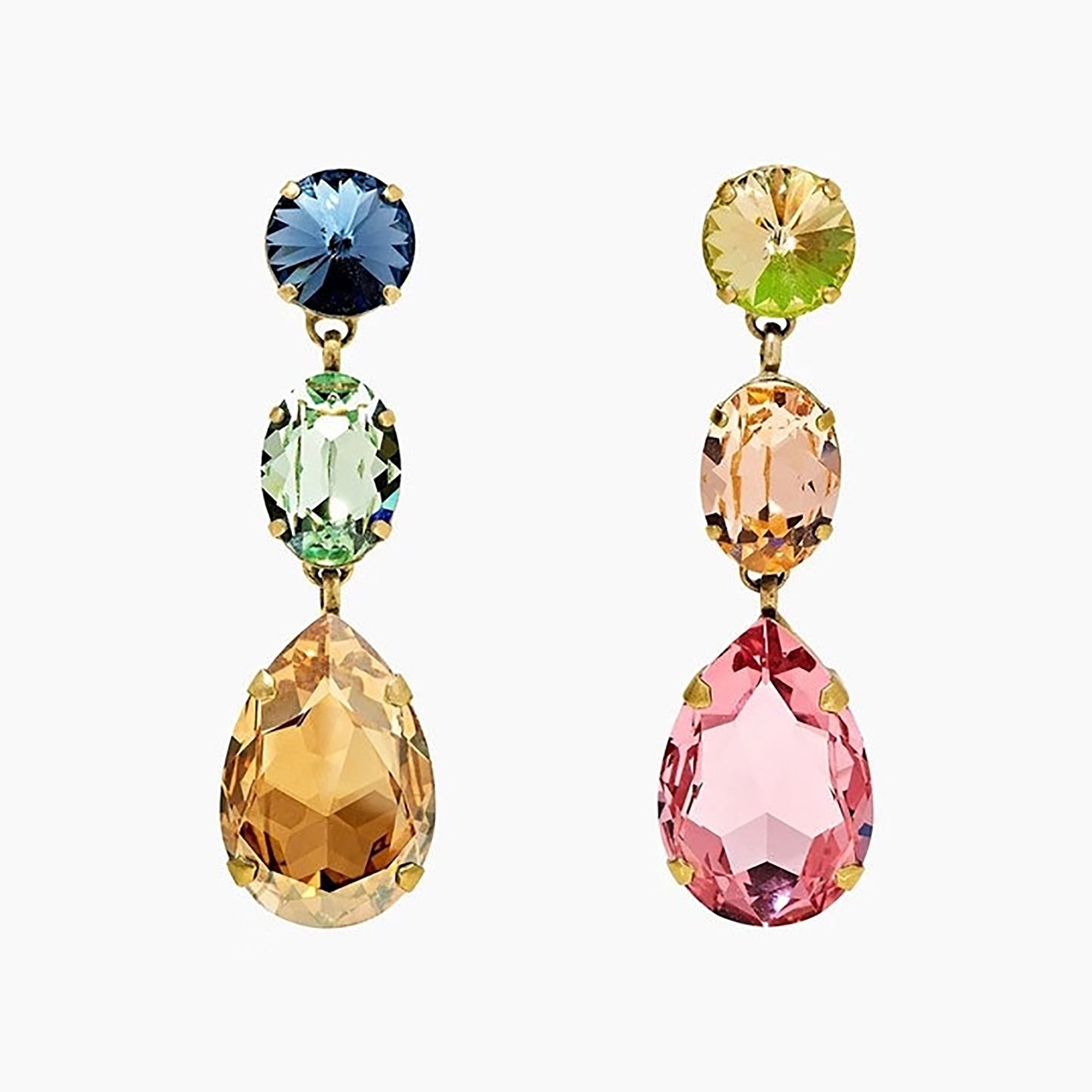 Vintage Color Teardrop Crystal Dangle Earrings