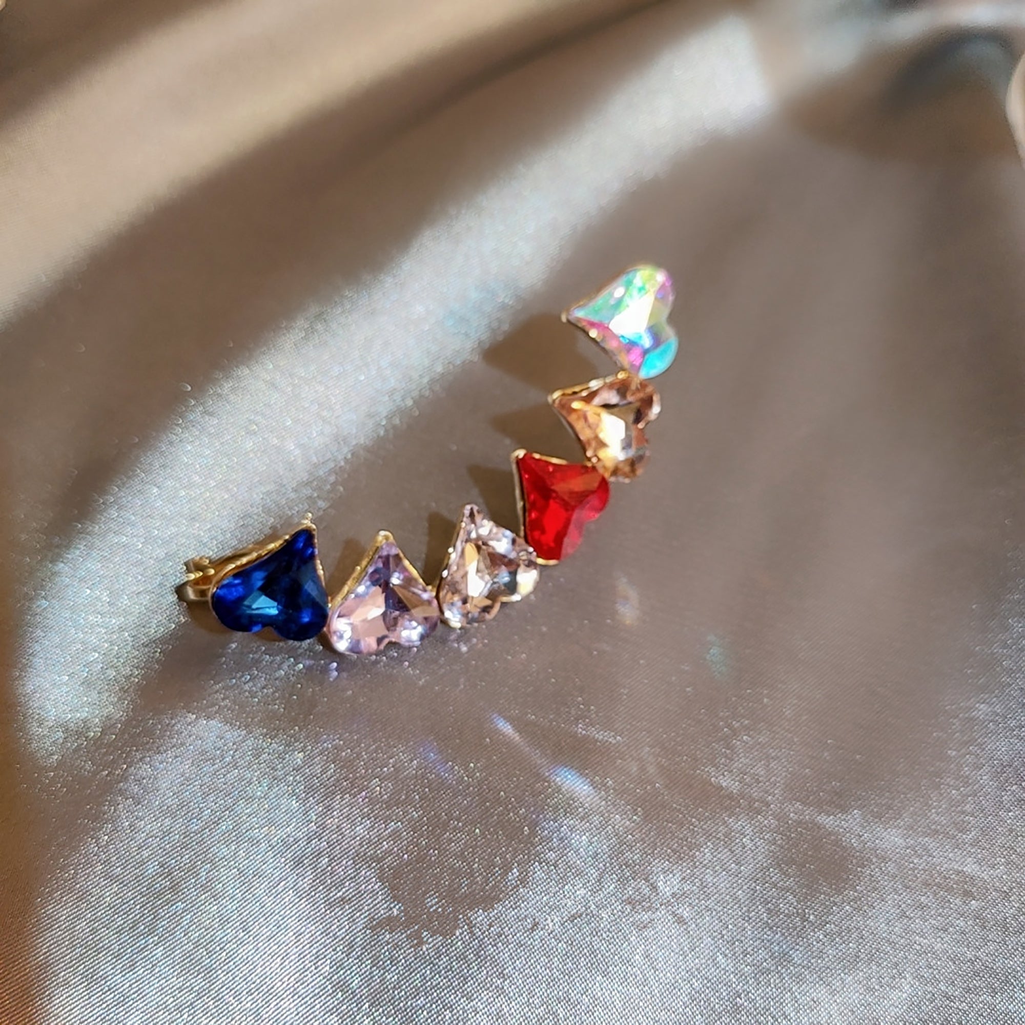 18K Gold Plated Color CZ Heart Ear Cuff Earrings Gift wedding influencer styling KOL / Youtuber / Celebrity / Fashion Icon picked