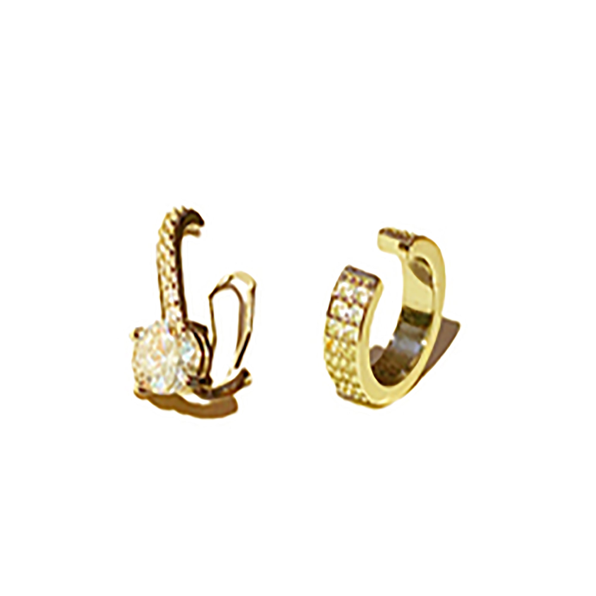 Asymmetrical Gold Plated CZ Ear Cuff Clip Earrings Valentine Day Gift Mother's Day
