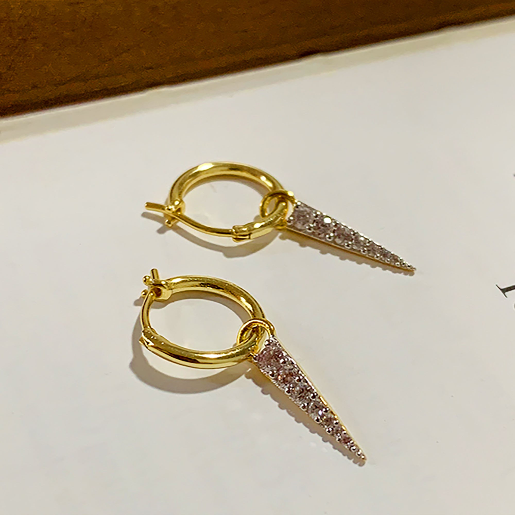 18K Gold Plated Hoop w/ CZ Spike Earrings