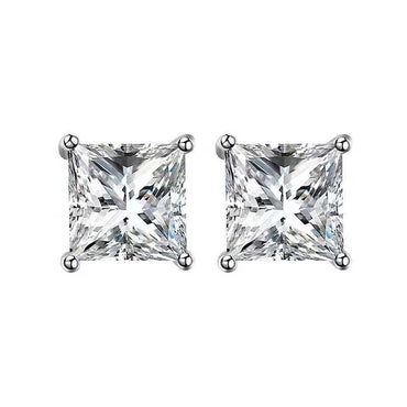 White Gold Plated Square Stud Earrings Gift wedding influencer styling KOL / Youtuber / Celebrity / Fashion Icon picked