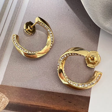 Gold Plated w/ CZ Hoop Earrings Gift wedding influencer styling KOL / Youtuber / Celebrity / Fashion Icon