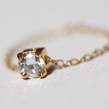 18K Gold Plated Metal Chain CZ Ring Gift wedding influencer styling KOL / Youtuber / Celebrity / Fashion Icon picked