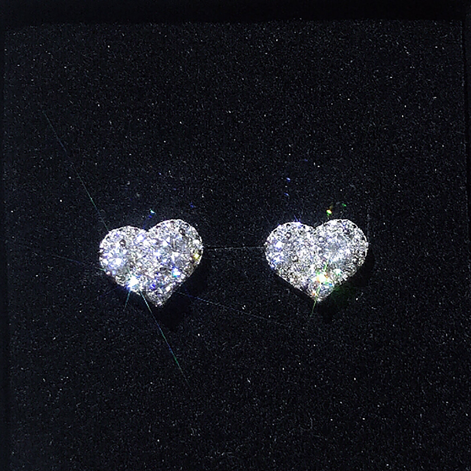 925 Sterling Silver CZ Heart Stud Earrings Gift Party wedding influencer styling KOL / Youtuber / Celebrity / Fashion Icon