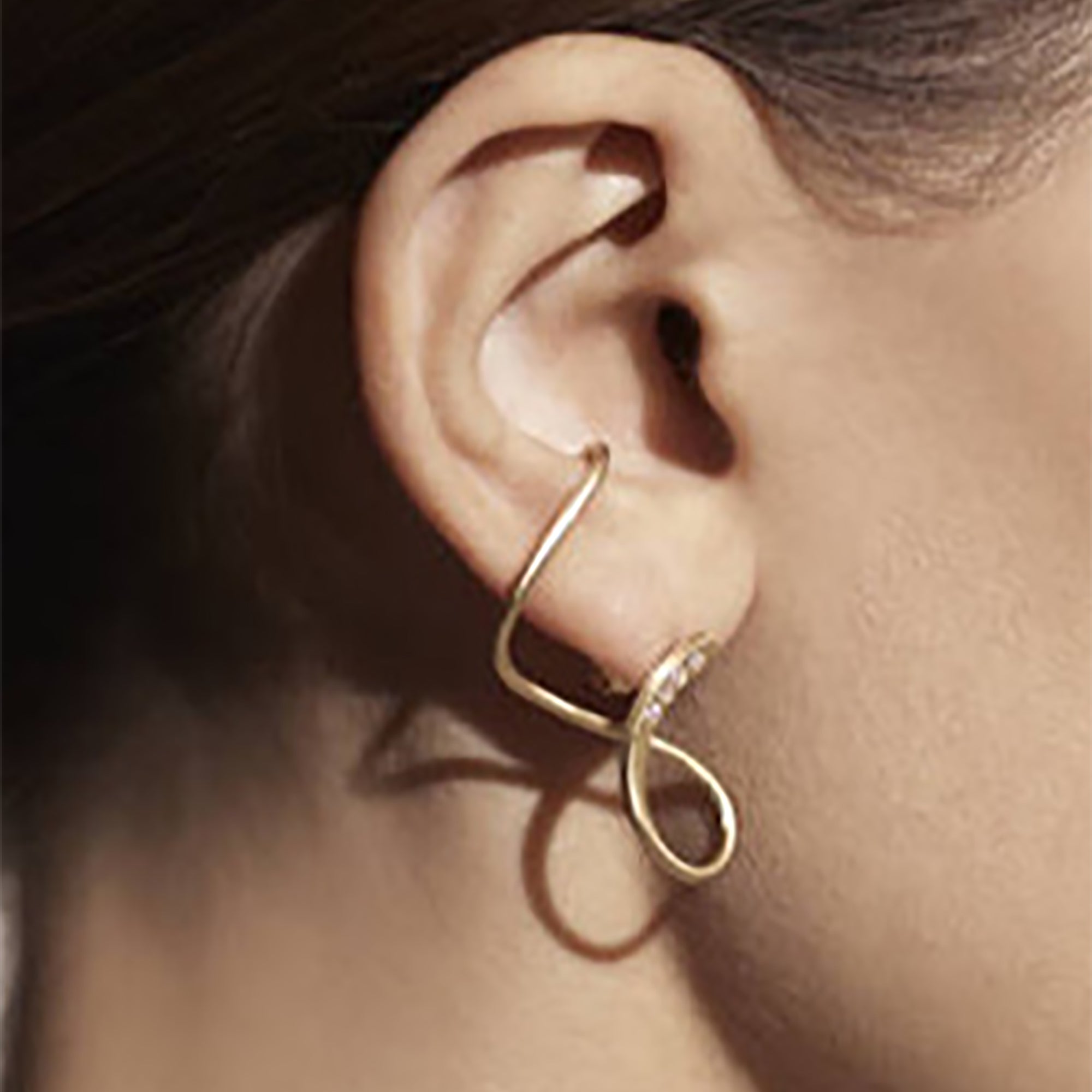 18K Gold Plated w/ CZ Deco Design Suspender Earrings wedding gift KOL influencer birthday