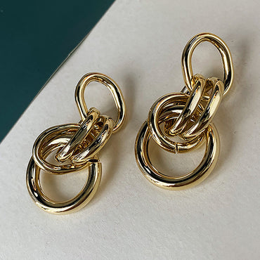 Gold Plated Vintage Chunky Hoop Wedding Earrings Valentine Day Gift Mother's Day