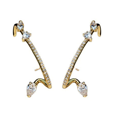 Gold Plated w/ CZ Designer Suspender Earrings Valentine Day Gift birthday party anniversary