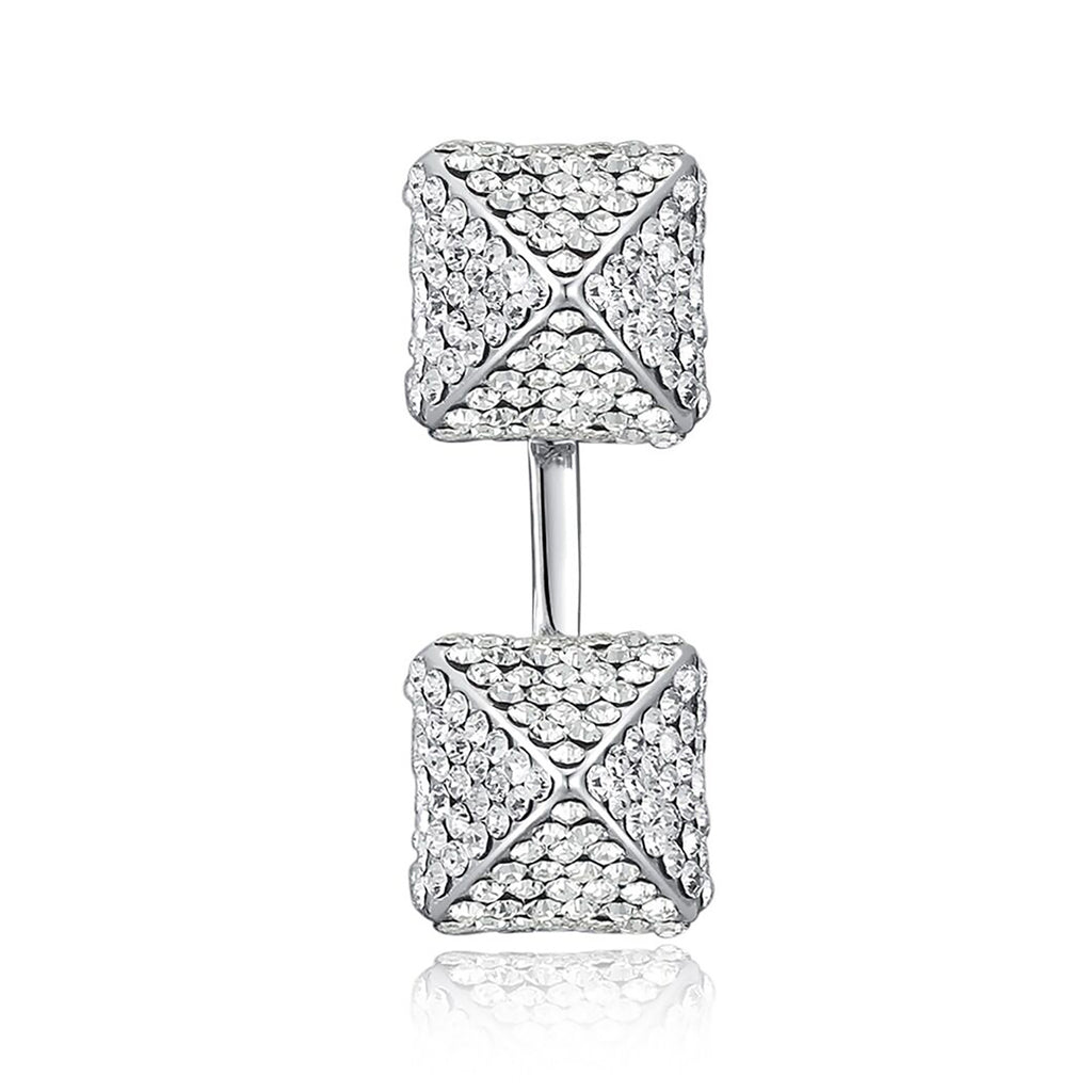 White Gold Plated w/ CZ Spike Dangle Stud Earrings Valentine Day Gift Mother's Day wedding fashion show Active