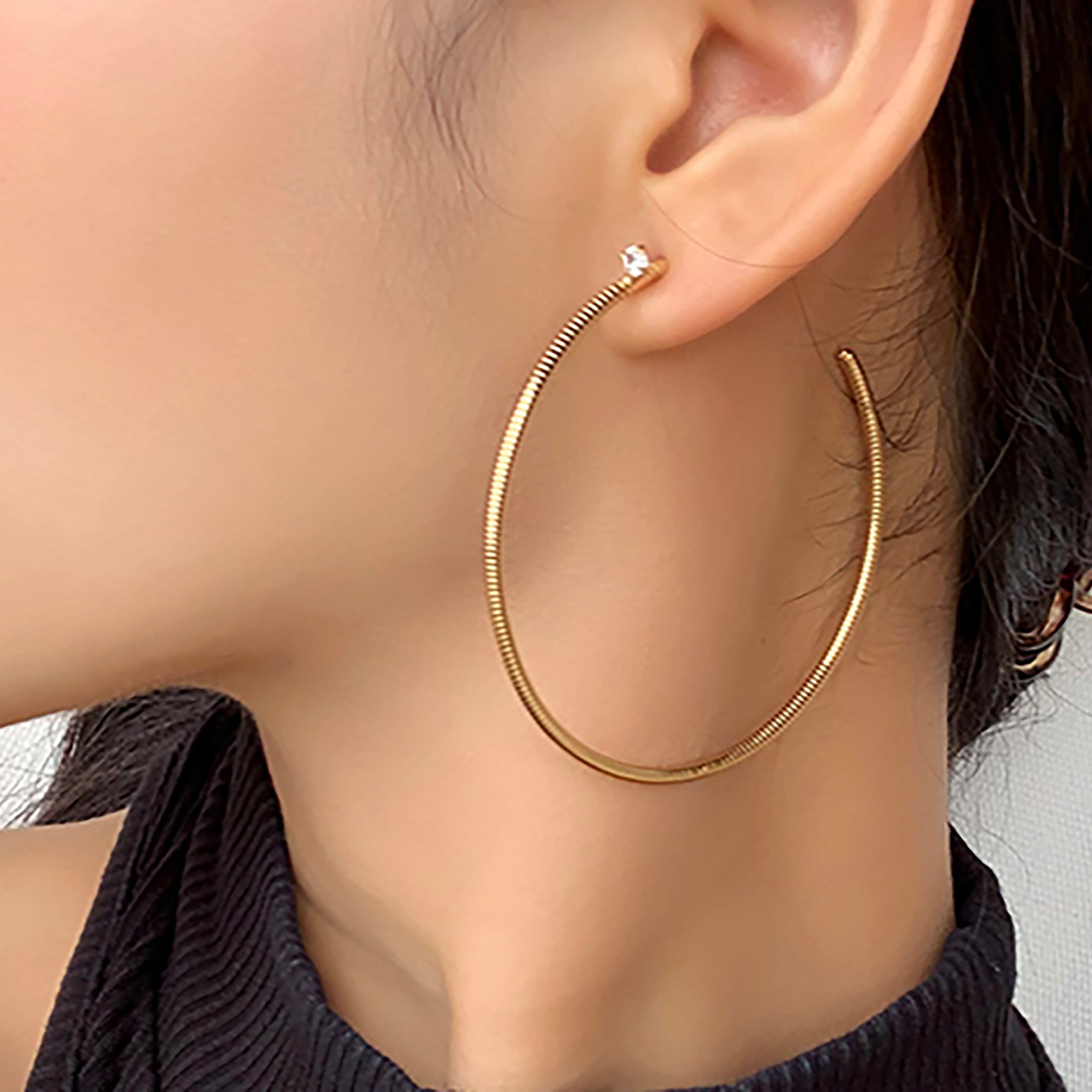 18K Gold Plated w/ CZ Hoop Earrings