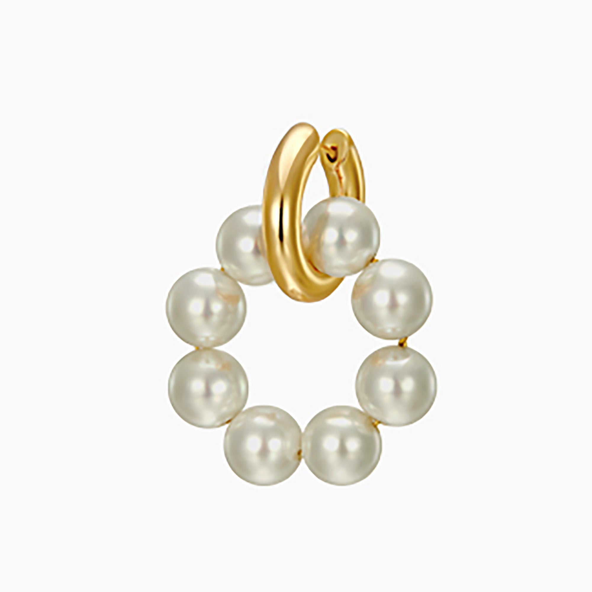 18K Gold Plated w/ Pearl Asymmetry Hoop Earrings