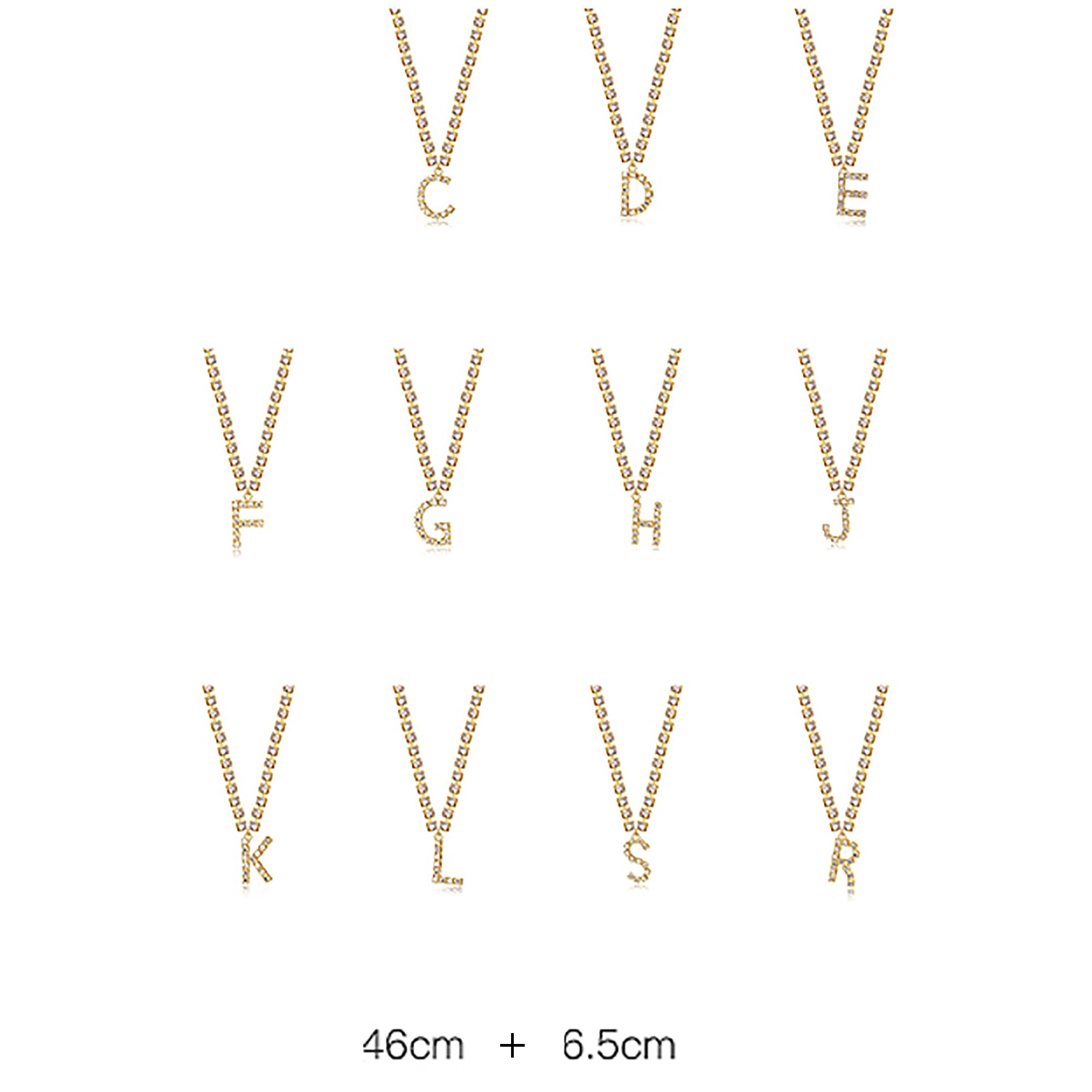 18K Gold Plated CZ Letters Pendant Necklace AnChus