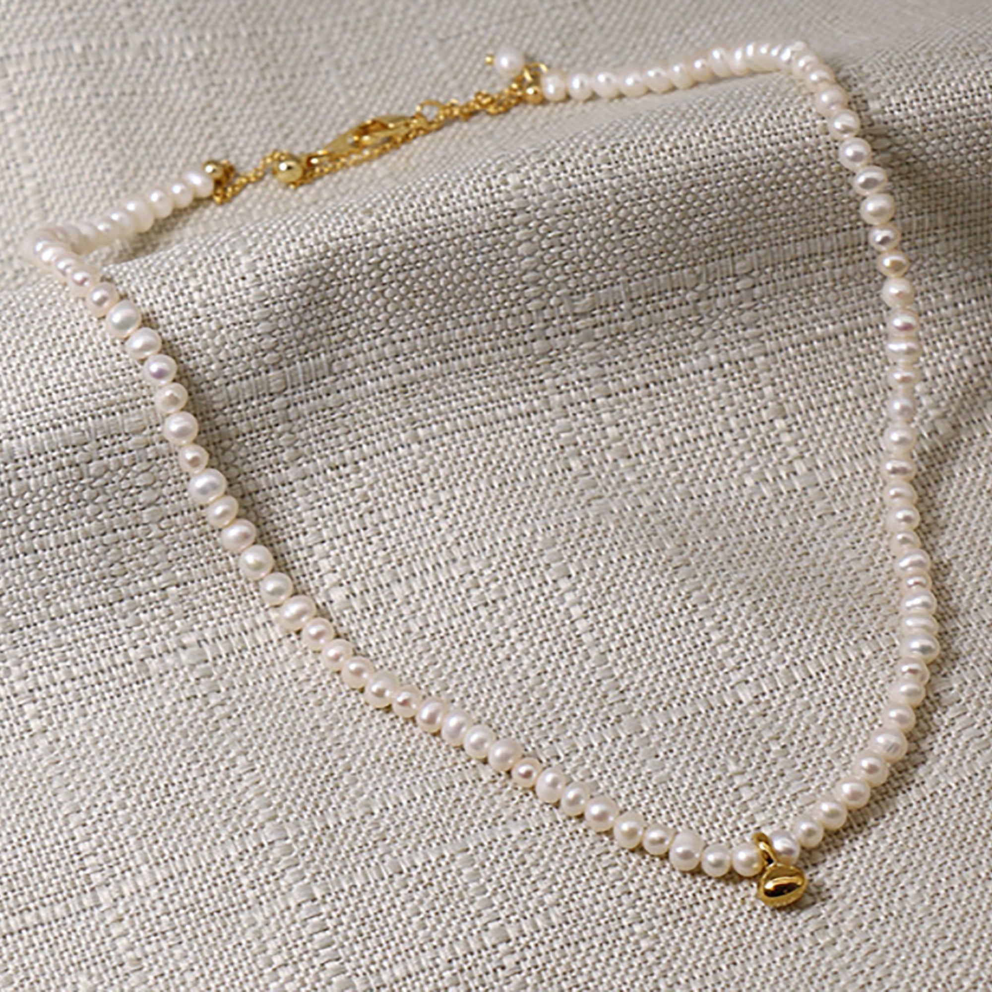 18K Gold Plated Pearl Link Necklace AnChus