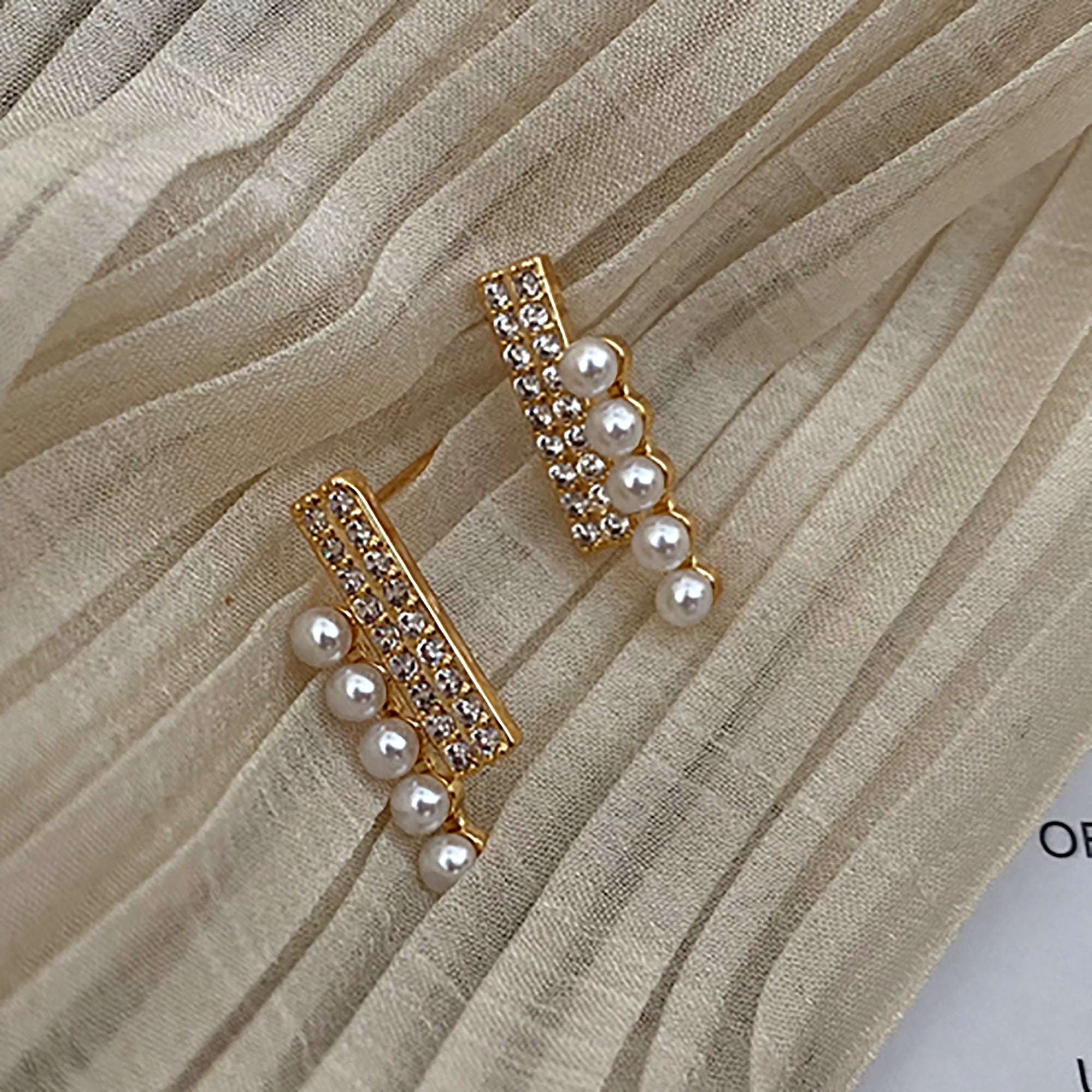 18K Gold Plated Pearl Stud Earrings Valentine Day Gift Mother's Day
