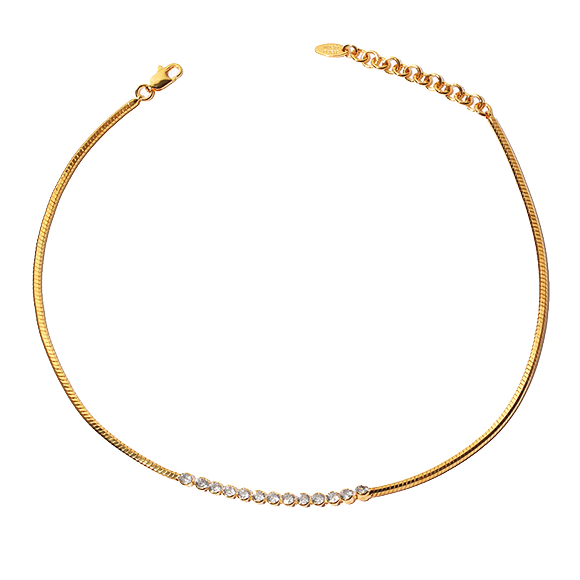 18K Gold Plated Round CZ Choker Necklace