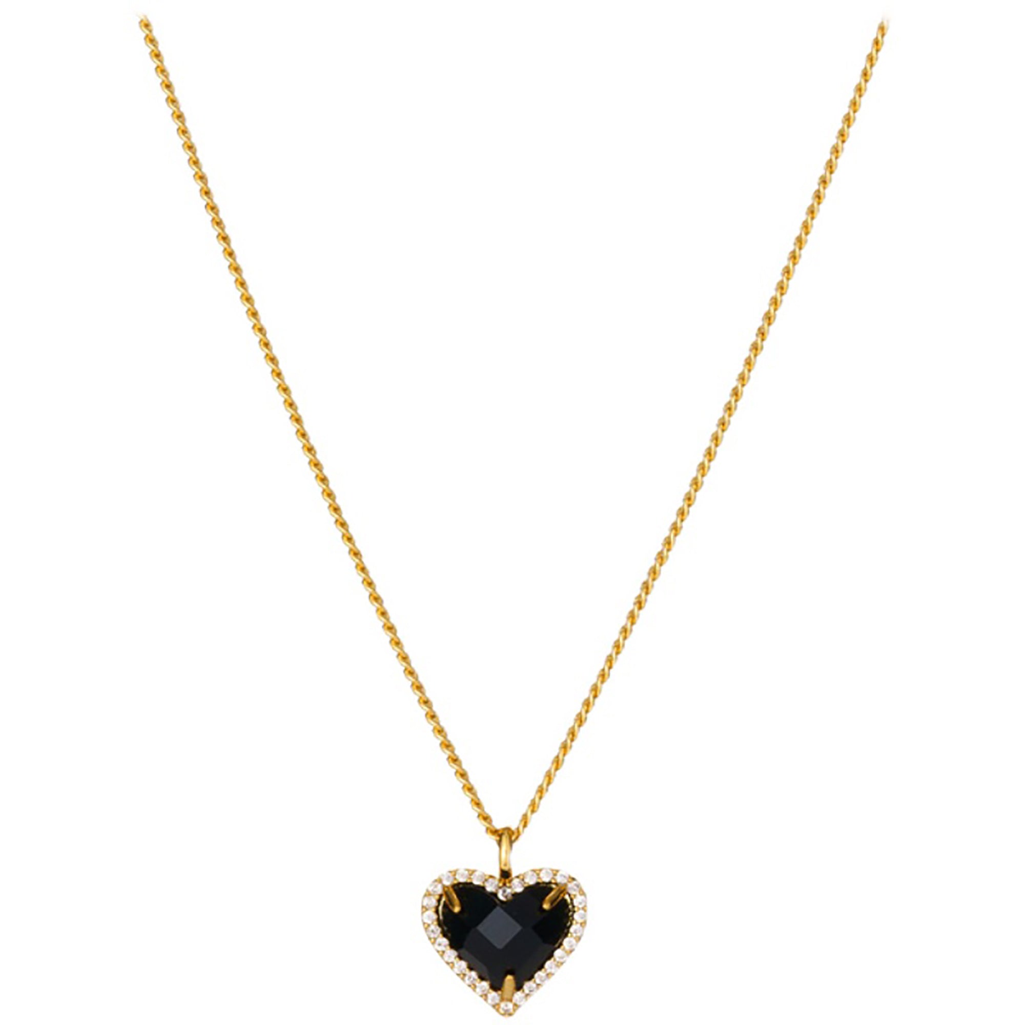 18K Gold Plated Heart Gem Pendant Necklace