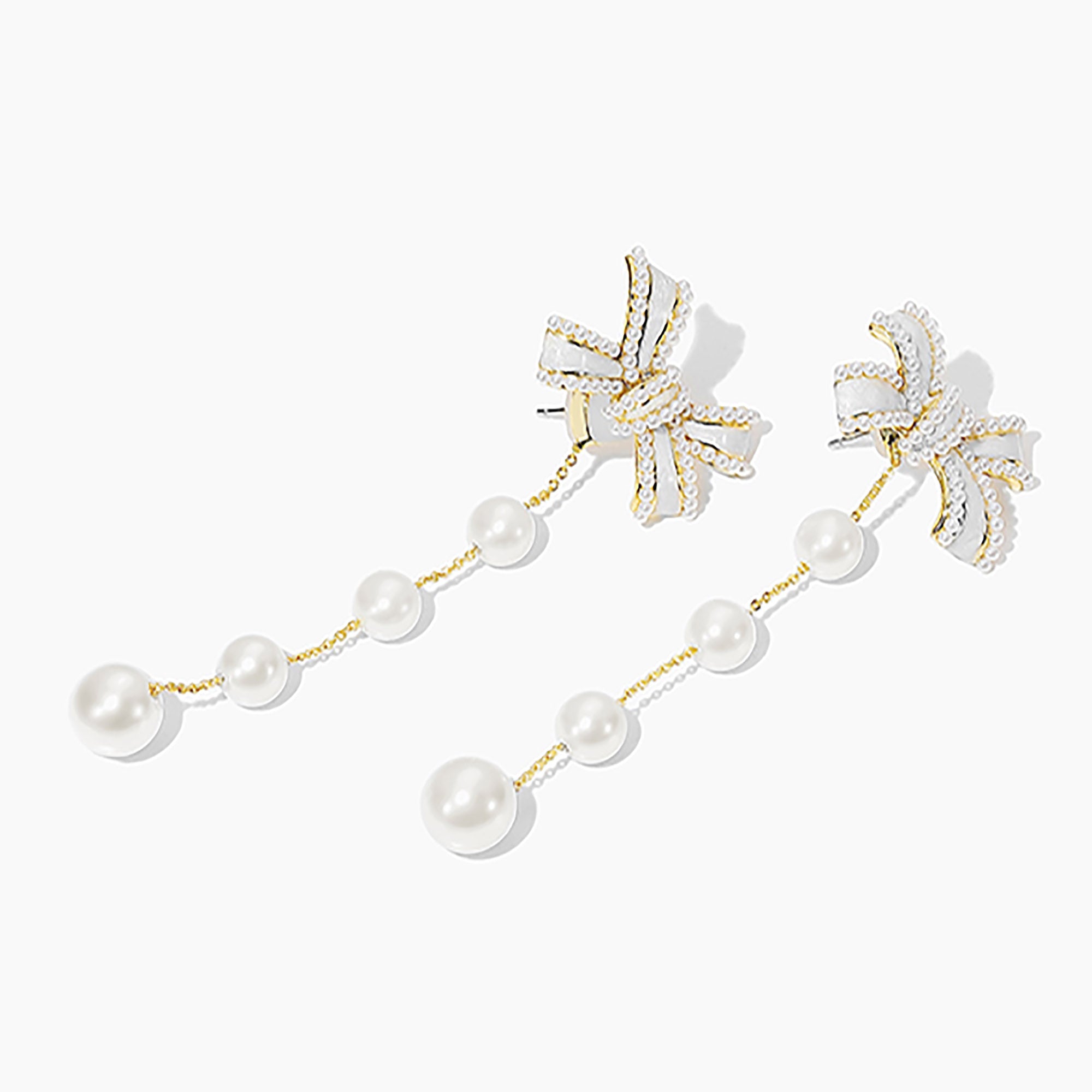 Gold Plated Pearl Bow Dangle Earrings Gift wedding influencer styling KOL / Youtuber / Celebrity / Fashion Icon picked