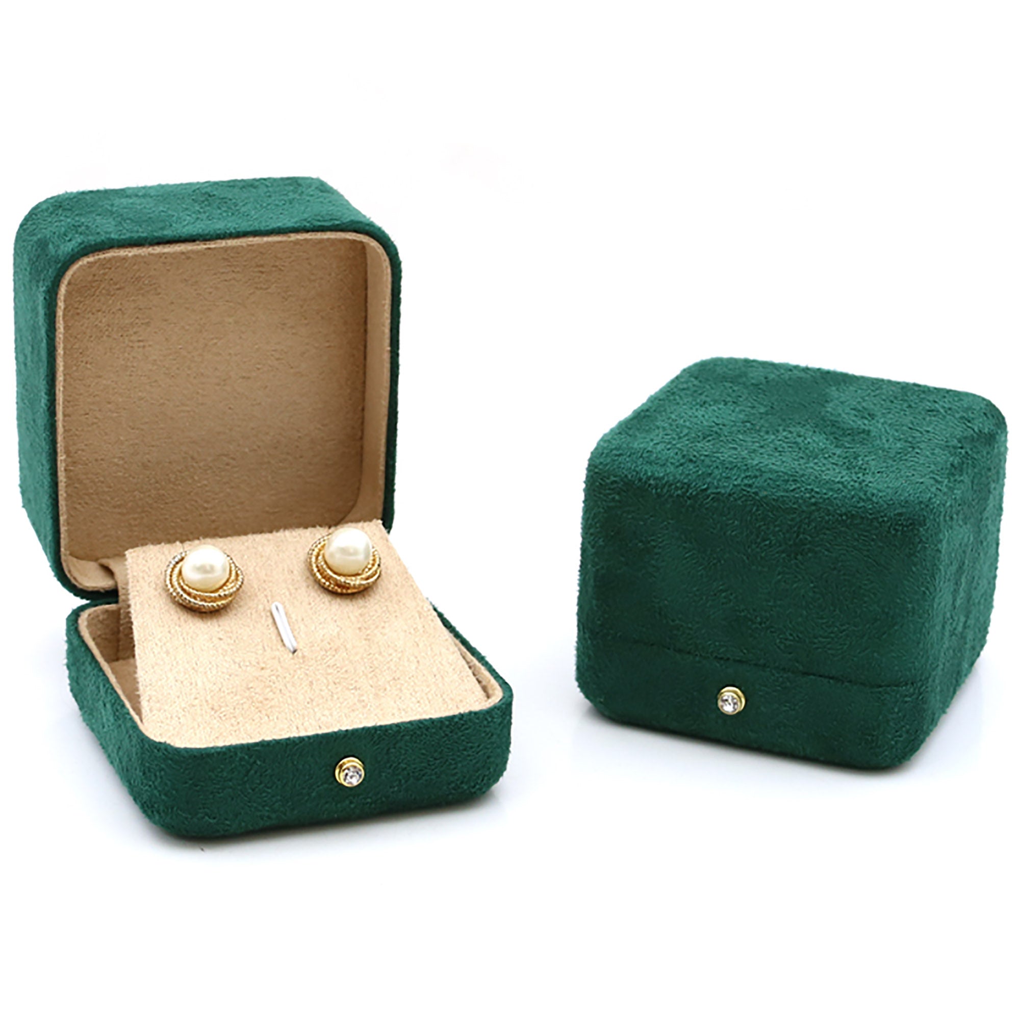 Green Velvet Jewelry Box / Gift Box Vintage Gift Home Deco Decoration Design