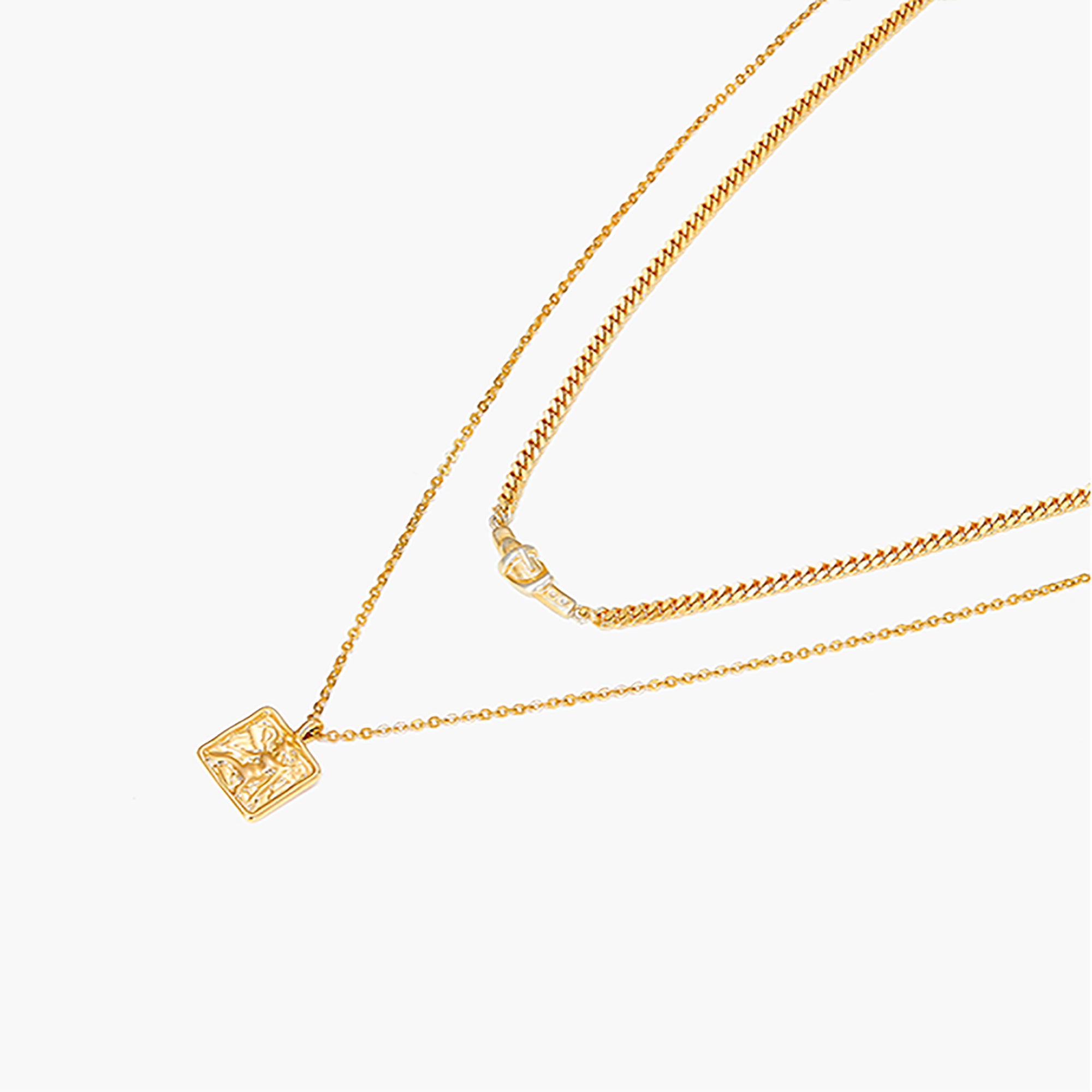 18K Gold Plated Layered Pendant Necklace