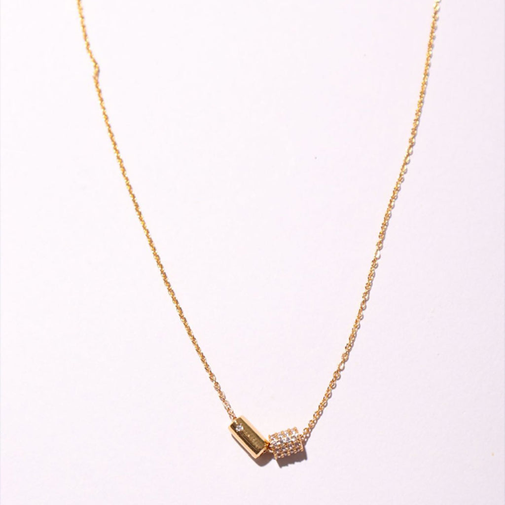Gold Plated CZ Buckle Necklace Valentine Day Gift