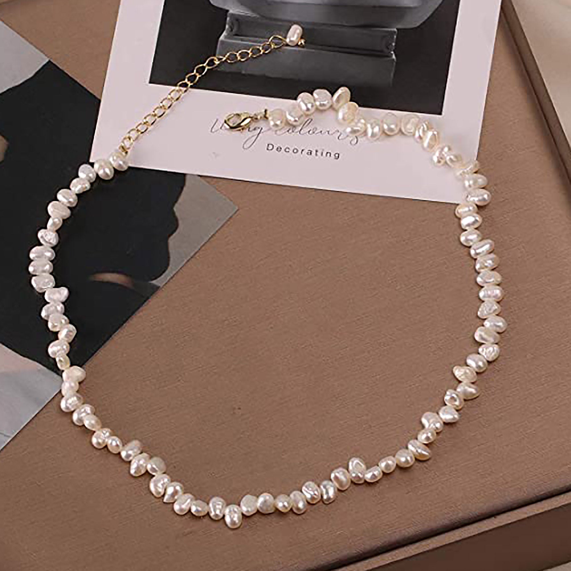 3 mm / 15.7 inches Pearl Choker Fashion Handpicked Cultured Barque Pearls Handmade Strand Chain Trendy Delicate Necklace