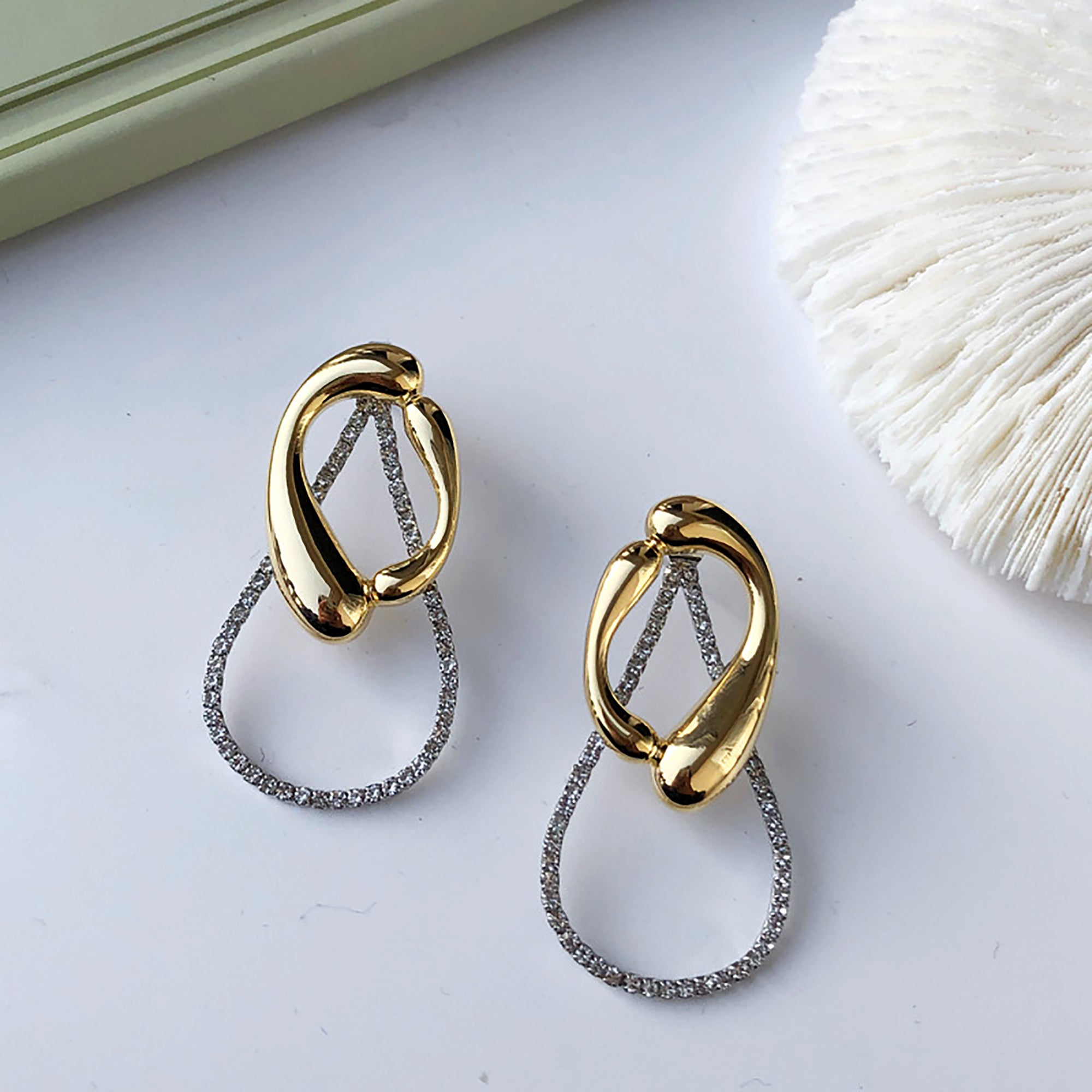 Gold Plated Hoop w/ CZ Designer Earrings Valentine Day Gift birthday party anniversary