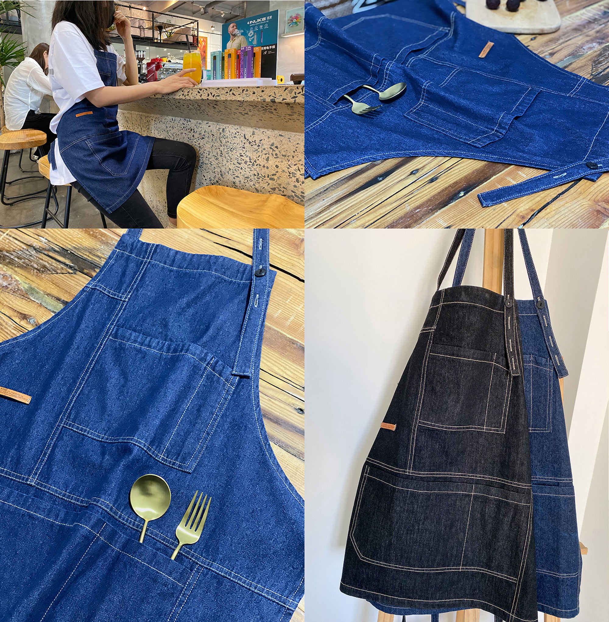 Unisex Waterproof Denim Uniform Apron