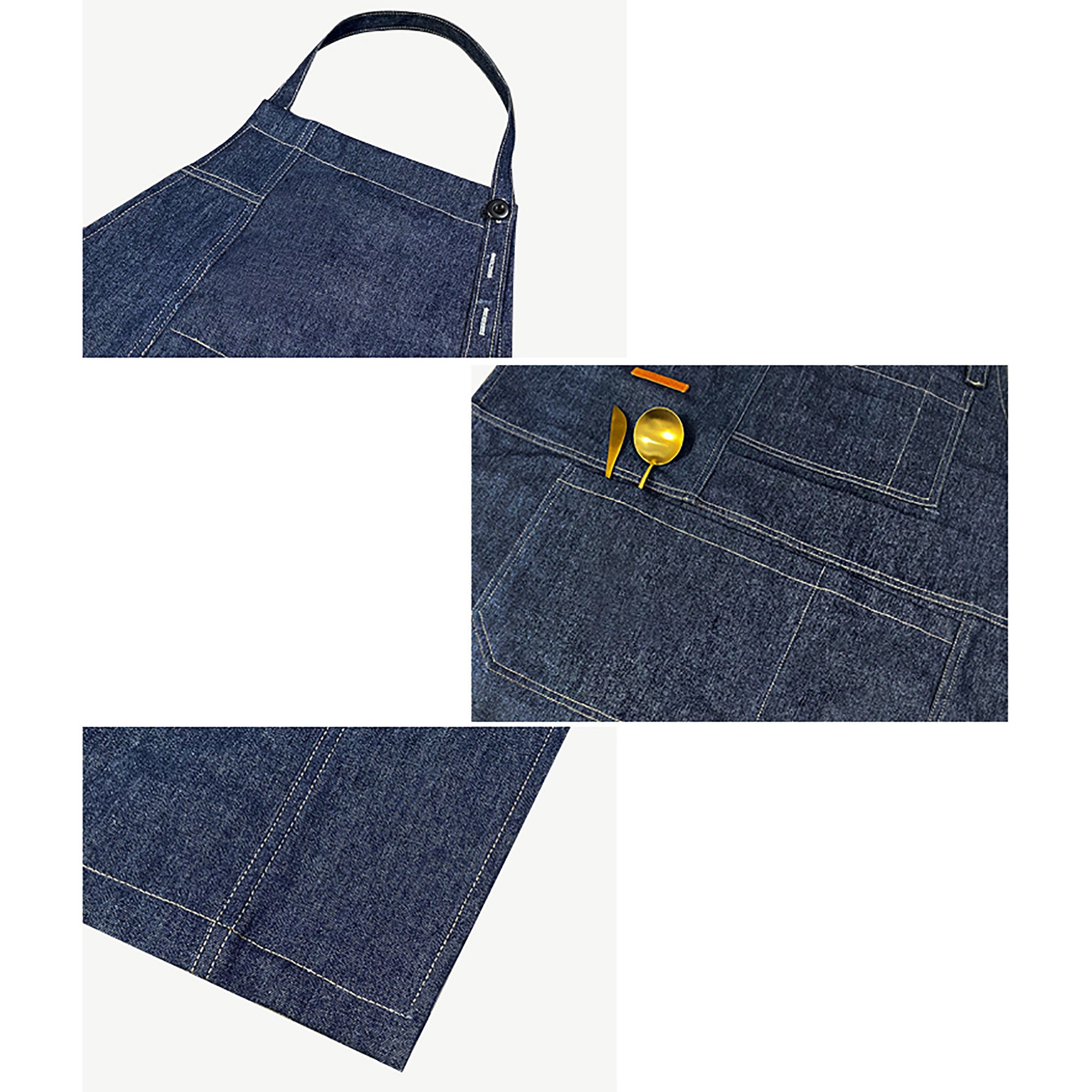 Unisex (2 Colors) Denim Halter-Neck Uniform Apron