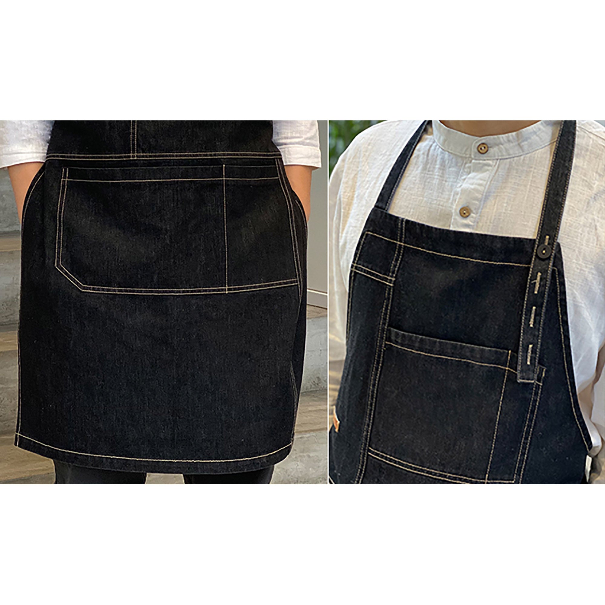 Unisex (2 Colors) Denim Halter-Neck Uniform Apron