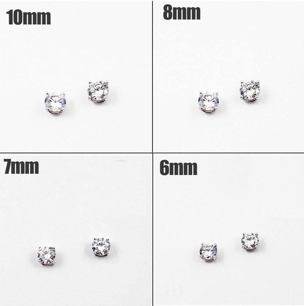 (CZ) AnChus 8mm Round CZ Stud Earrings