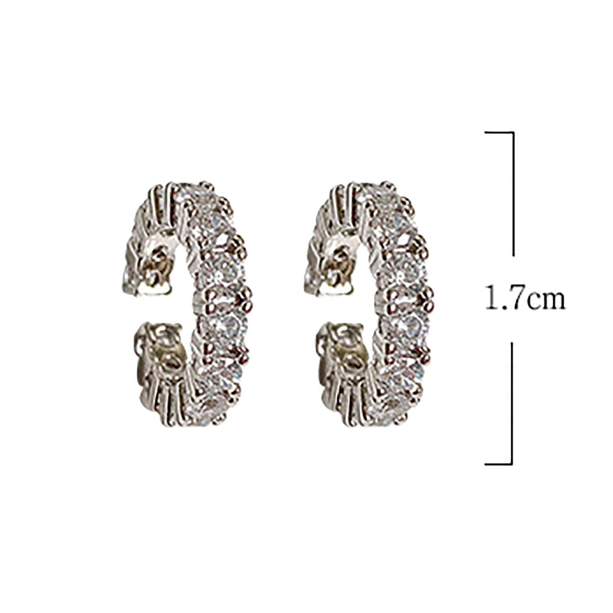 White Gold Plated w/ CZ Ear Cuff / Suspender Earrings