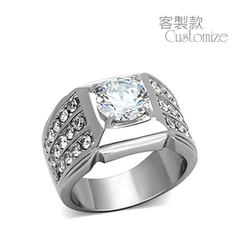 (Customized) AnChus Sterling Silver w Cubic Zirconia Men's Ring