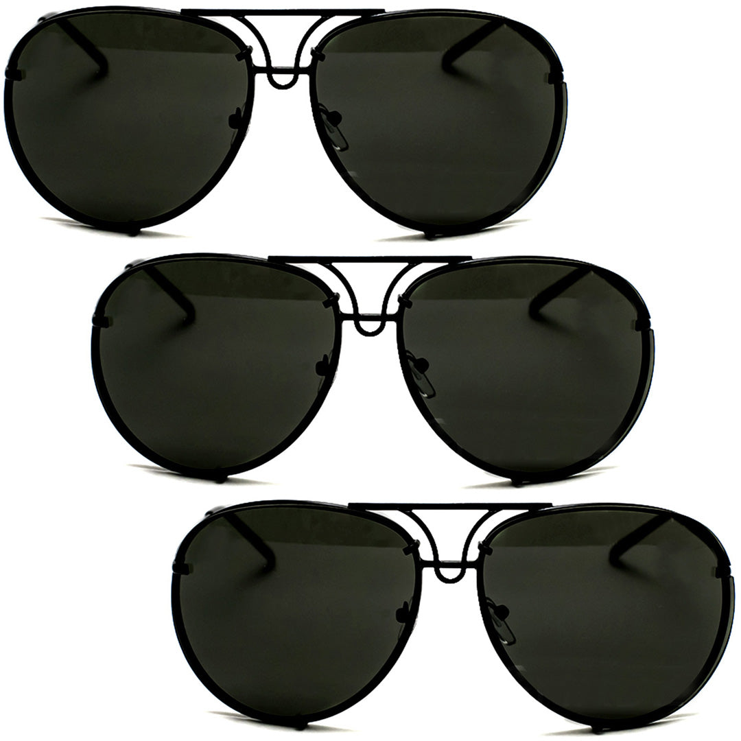 Oversized - 61mm MIRROR "Posche" OVERSIZED Women Sunglasses Aviator Flat Top