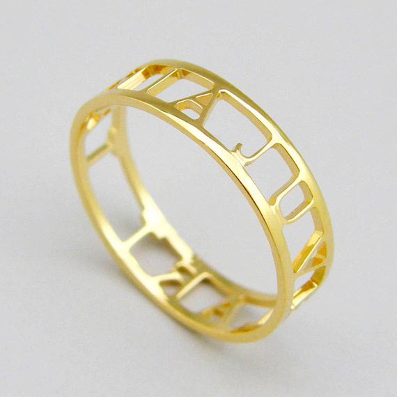 Personalized Hollow Initial Craft Ring