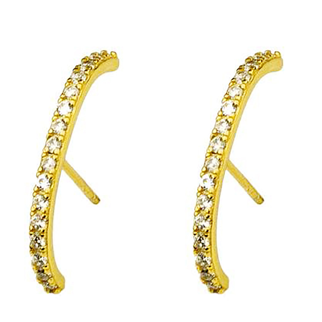 925 Sterling Silver / Gold Dipped Huggie Suspender Hoop Earrings