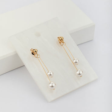 18K Gold Plated Pearl Dangle Double side Earrings Valentine Day Gift birthday party anniversary