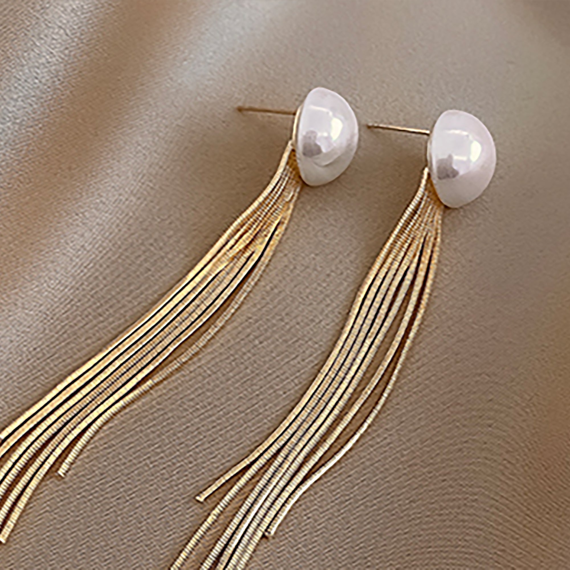 Gold Plated w/ Pearl Tassel Earrings Valentine Day Gift Valentine Day Gift birthday party anniversary