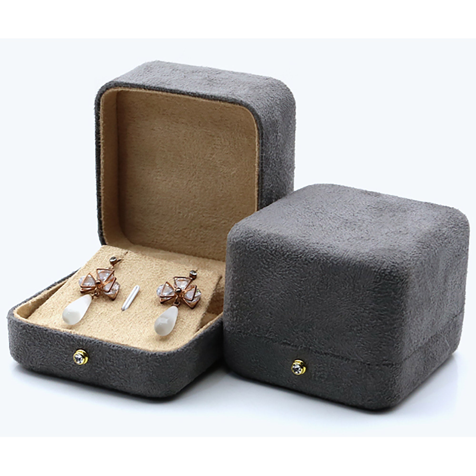 Grey Velvet Jewelry Box / Gift Box Vintage Gift Home Deco Decoration Design